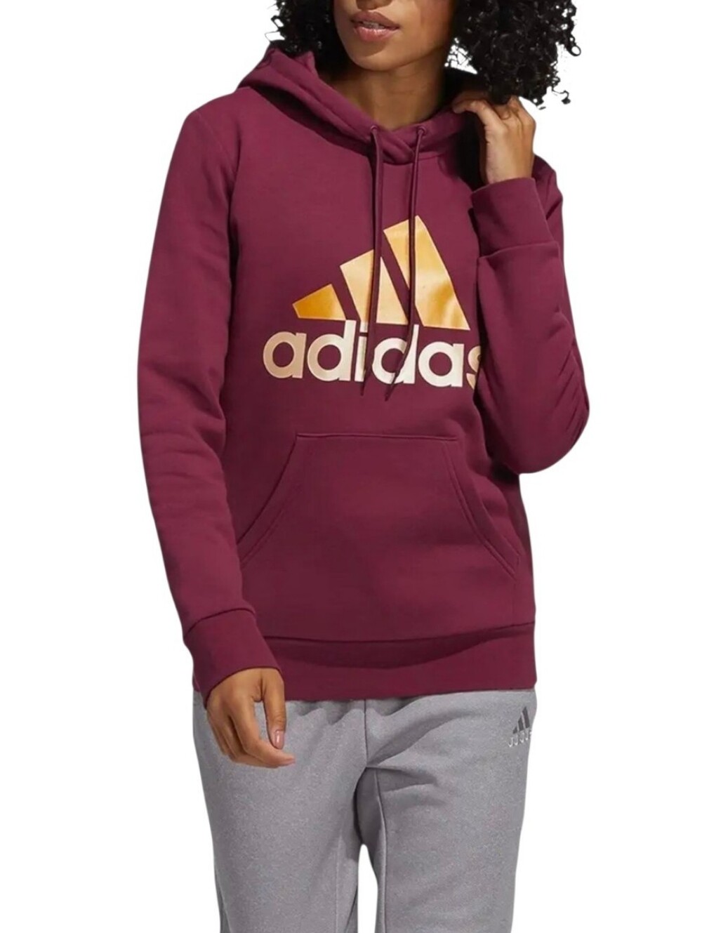 Adidas Sweatshirt Women's Badge of Sport Two Tone Logo Maroon Hoodie Size Small